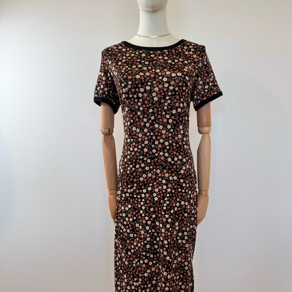Brown Black Flower Midi Dress - Picture 12 of 16